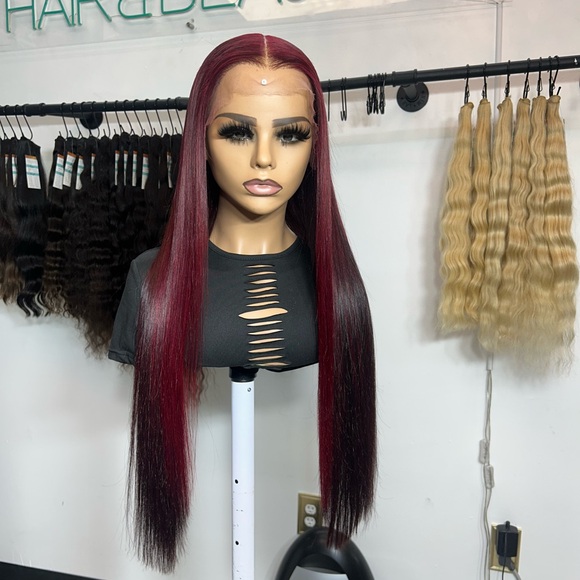 Long Burgundy Straight Wig